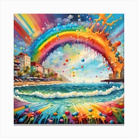 Rainbow Splash Above The Seashore Canvas Print