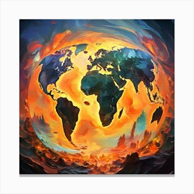 Earth In Flames 1 Canvas Print