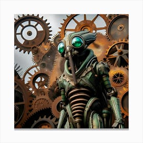 A Photograph Of A Steampunk Alien Taken From A Low Angle Viewpoint3 Canvas Print