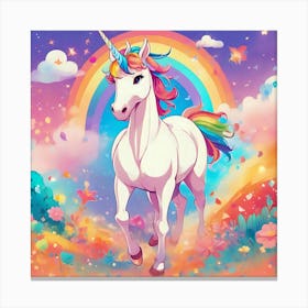 Unicorn In The Rainbow 2 Canvas Print