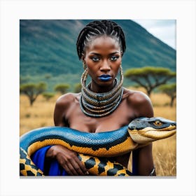 African Woman With Snake Canvas Print