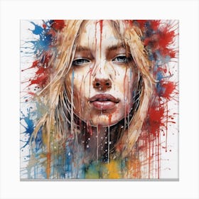 Girl With A Colorful Face Canvas Print