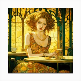 Lady With A Cup Of Tea Canvas Print