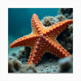 A Stunning Starfish Clinging To A Rocky Sea Bed 1 Canvas Print