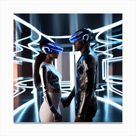 Couple In Futuristic Space Canvas Print