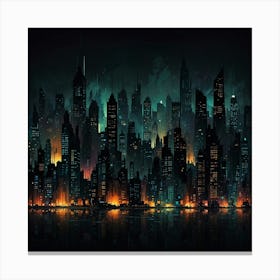 Abstract Depiction Of A City At Night With Bright Light 4 Canvas Print