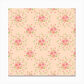 Wildflowers On Pink Romantic Pattern Canvas Print