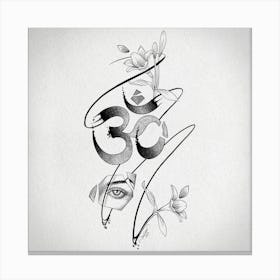 Aum, Eye and Flowers Canvas Print