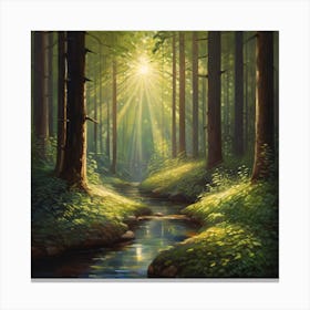 Stream In The Forest Canvas Print