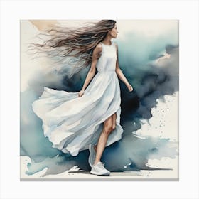 Girl In White Dress Canvas Print