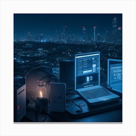 Cityscape At Night Canvas Print