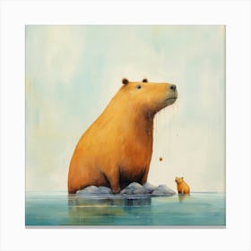 Bears In The Water Canvas Print