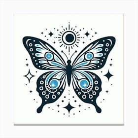 Butterfly With Moon And Stars Canvas Print