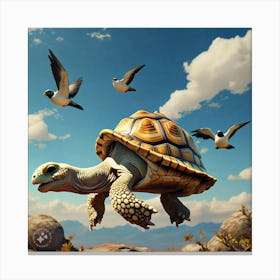 Tortoise Dreaming Of Flying High In The Sky Like The Birds (2) Canvas Print