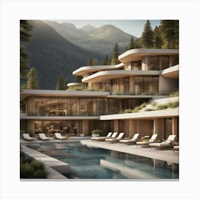 Modern House In The Mountains 2 Canvas Print