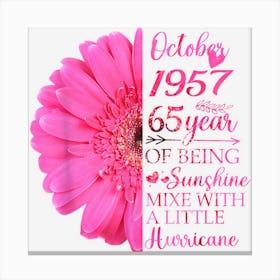 October Girl 1957 Tshirt 65 Years Old 65th Birthday Gifts Canvas Print