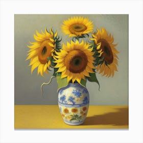 Sunflowers In A Vase Canvas Print