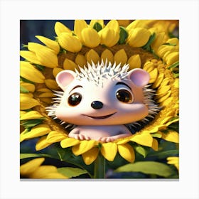 Hedgehog In Sunflower Canvas Print