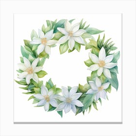 Wreath Of White Flowers Canvas Print