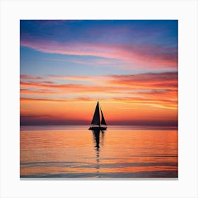 Sailboat At Sunset 5 Canvas Print