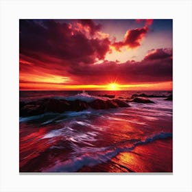 Sunset On The Beach 593 Canvas Print