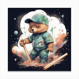 Teddy Bear Baseball Canvas Print