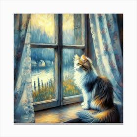 Cat By The Window Canvas Print