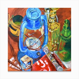 Stilllife with a blue lamp Canvas Print