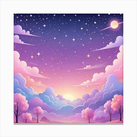 Sky With Twinkling Stars In Pastel Colors Square Composition 149 Canvas Print