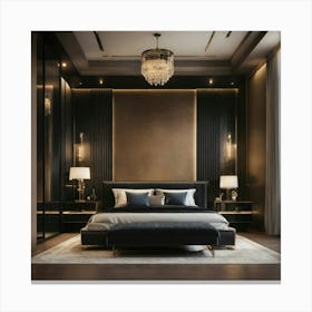 A High End Luxury Bedroom With Black Décor (6) Canvas Print