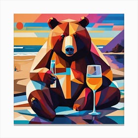 Bear With A Glass Of Wine Canvas Print