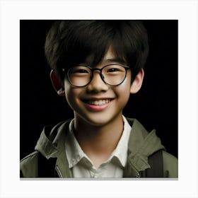 Portrait Of A Young Boy With Glasses 1 Canvas Print