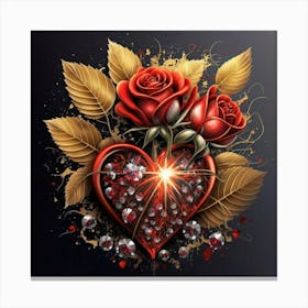 Heart and beautiful red rose 19 Canvas Print