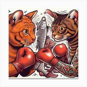 Boxing Cats Canvas Print