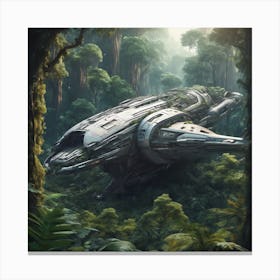 782611 Crashed Spaceship In A Dense Forest, Surrounded By Xl 1024 V1 0 Canvas Print