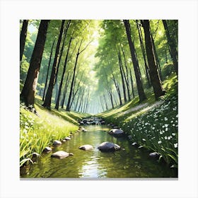 Stream In The Forest 1 Canvas Print