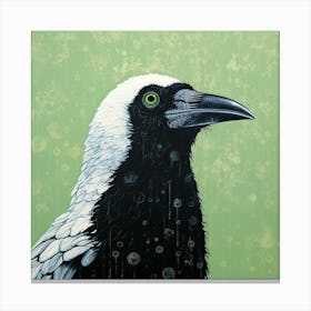 Ohara Koson Inspired Bird Painting Crow 2 Square Canvas Print