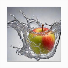 Apple Splashing Water Canvas Print