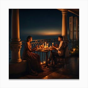 Candle Lit Meal Canvas Print