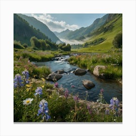 River In The Mountains Canvas Print