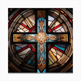 Cross stained glass window 3 Canvas Print