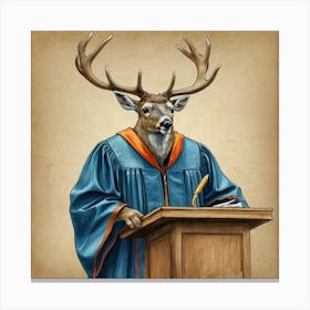 Deer At The Podium 2 Canvas Print