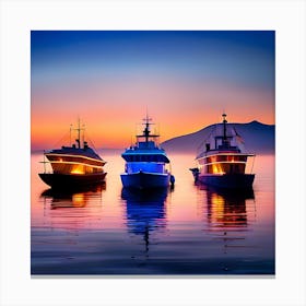 Boats At Sunset Canvas Print