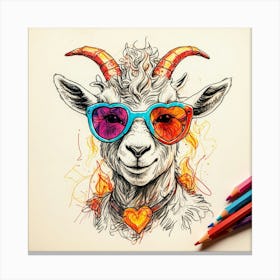 Goat In Sunglasses 3 Canvas Print