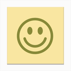 Smiley Face Cream And Olive  Canvas Print