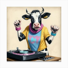 Cow Dj 3 Canvas Print