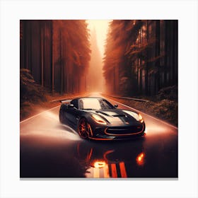 Sports Car In The Forest Canvas Print