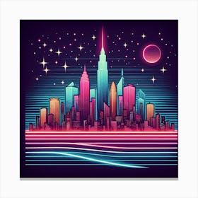 Neon City Skyline Canvas Print