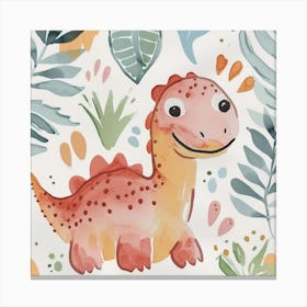 Cute Muted Pastels Carnotaurus Dinosaur 1 Canvas Print