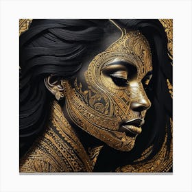 Gold And Black Painting 1 Canvas Print